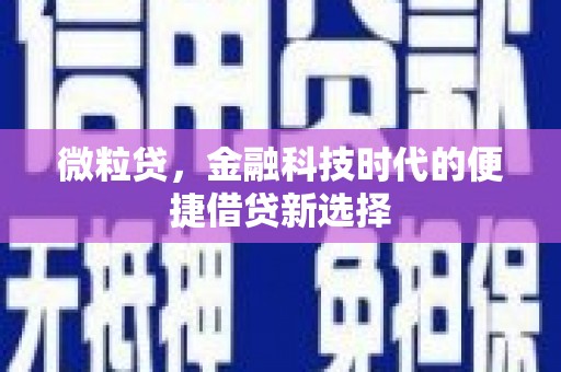 双江微粒贷，金融科技时代的便捷借贷新选择